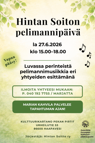 Hintan Soiton pelimannipäivä 27.6.2026