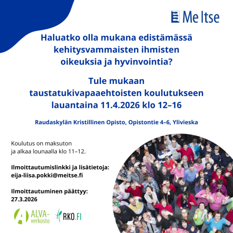 Mainos taustatukivapaaehtoisten koulutuksesta 11.4.2026 Ylivieskassa